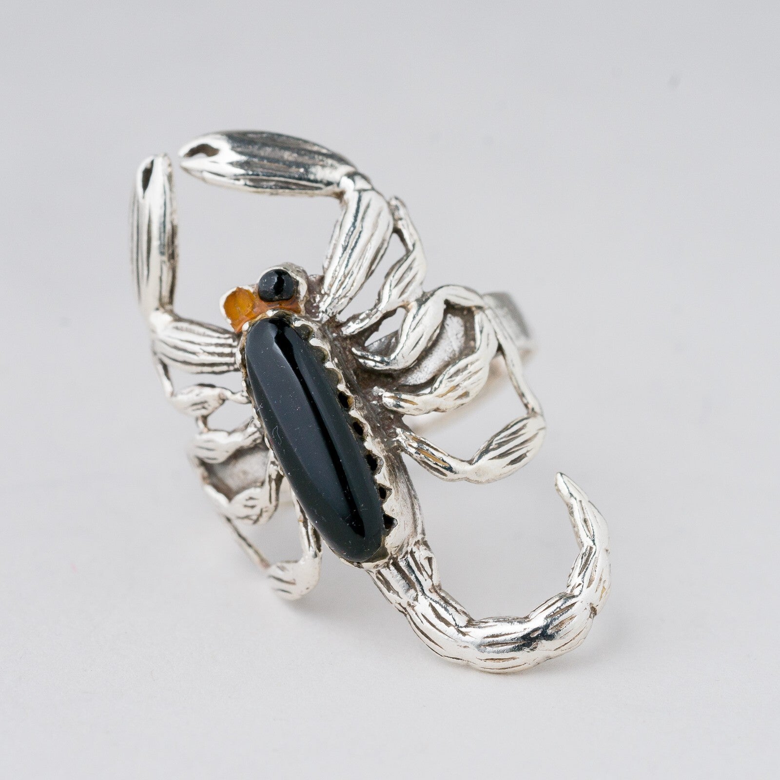 Ring Silber Skorpion Schwarze Steine Größe 58 (18,4 mm Ø) 6,48 g0