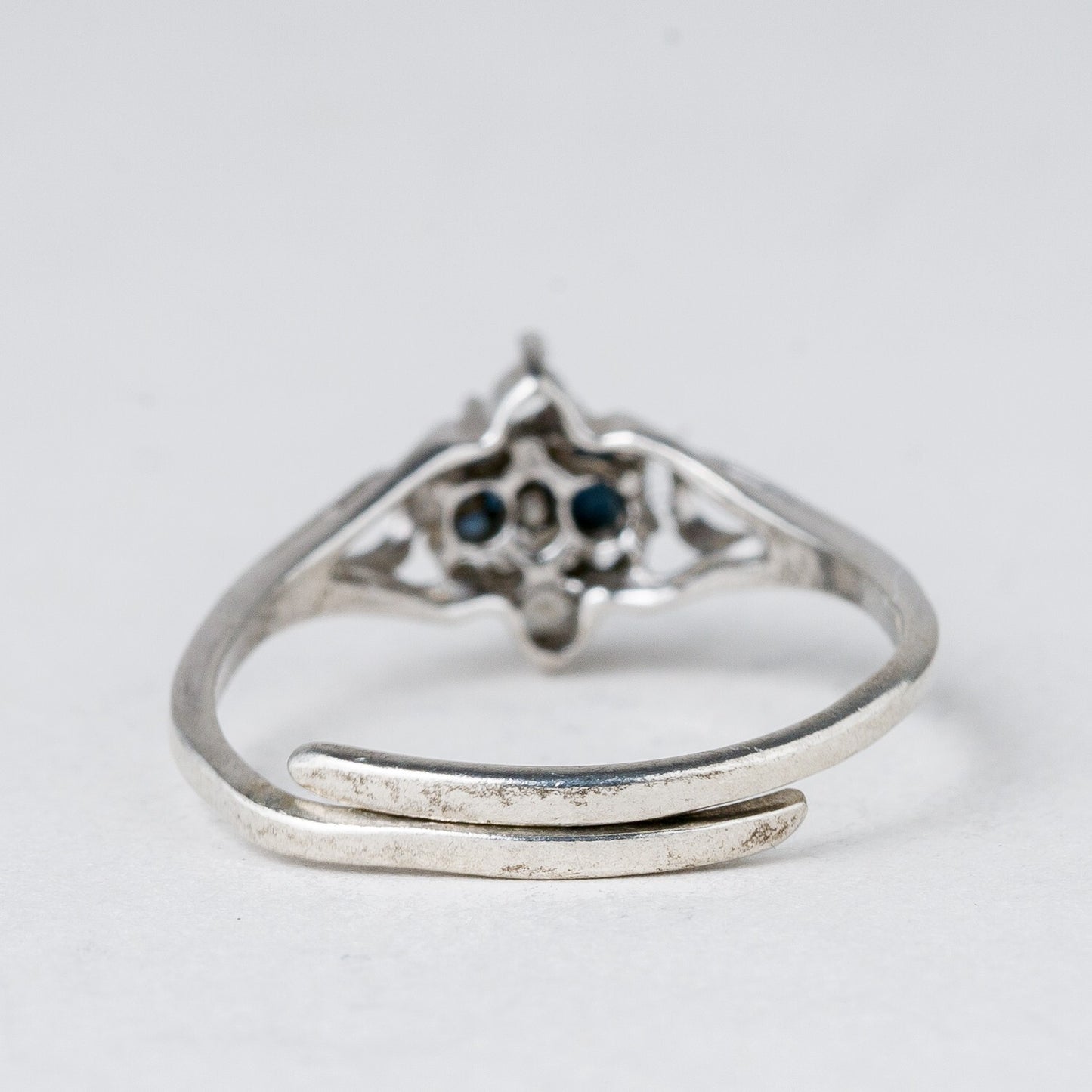Silber Ring 925 Blaue Steine Größe flexibel ca. 53 1,63 g3