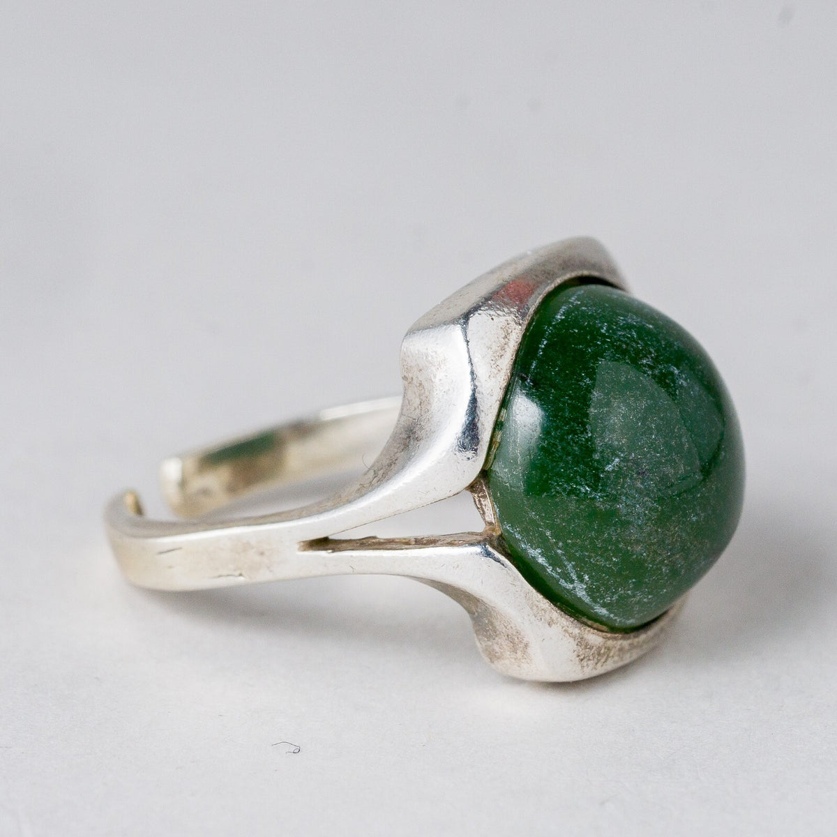 Silber Ring 925 Grüner Stein Größe flexibel 7,36 g5