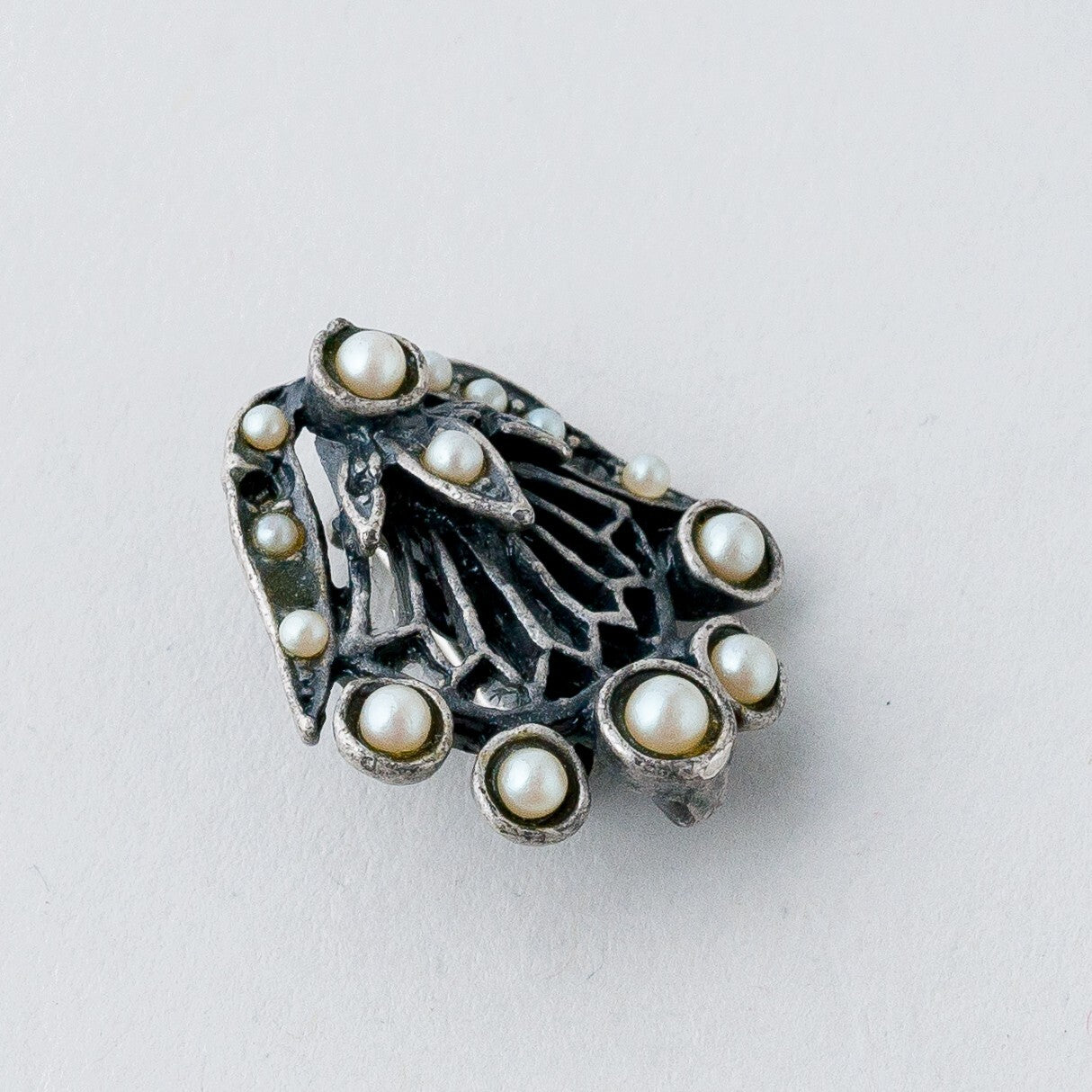 Silber Brosche Spange Perlen 4,6 g1