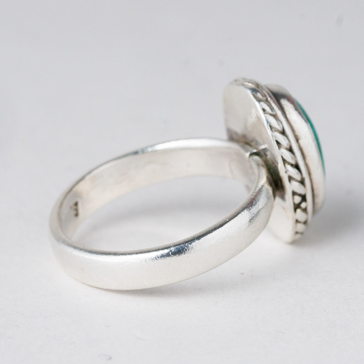 Silber Ring 925 Grüner Stein Größe 57 (18,1 mm Ø) 6,09 g4