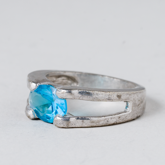 Ring Blauer Stein Silber 5,43 g Größe 53 (16,8 mm Ø)0