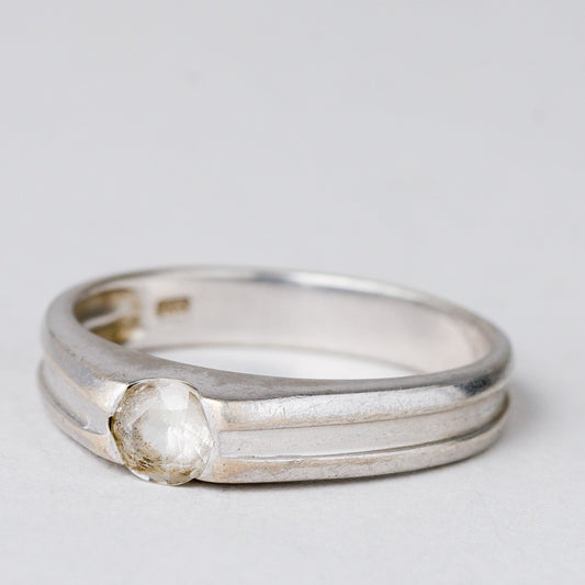 Ring Weißer Stein 3,32 g 925er Silber Größe 61 (19,4 mm Ø)0