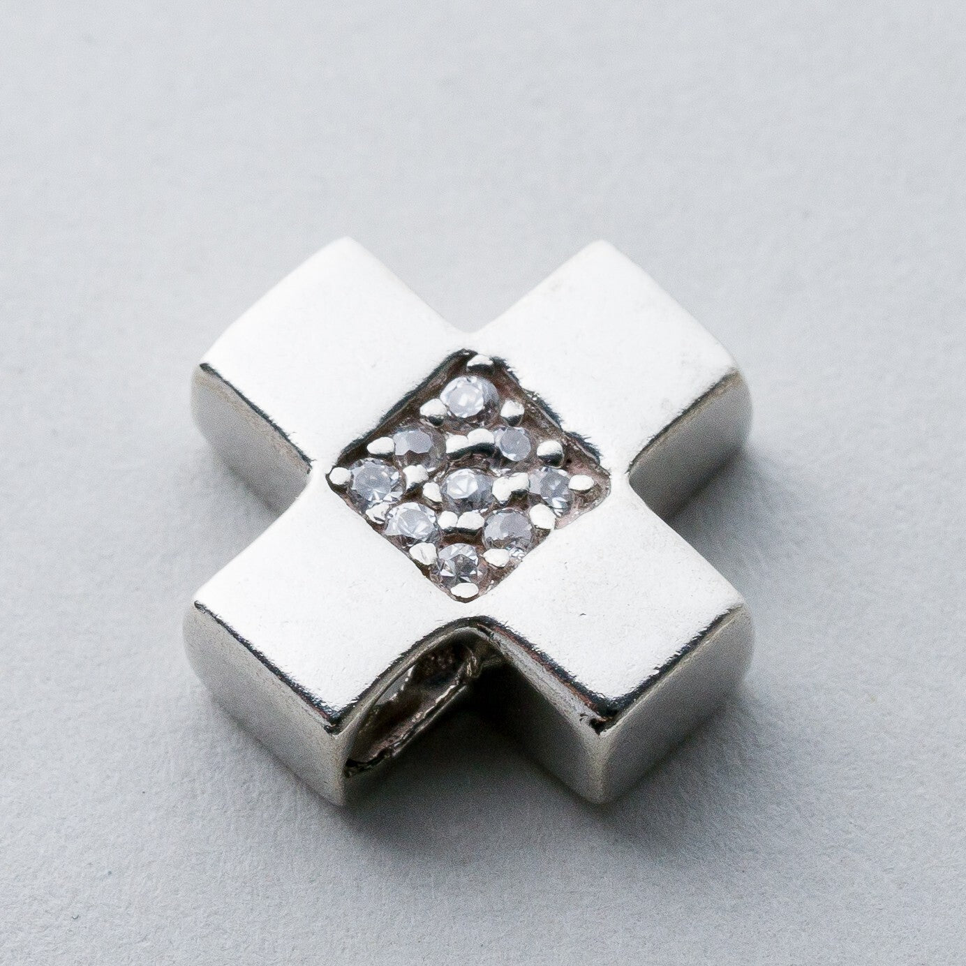 Silber Anhänger Kettenanhänger 925 Kreuz Weiße Steine 2,7 g7