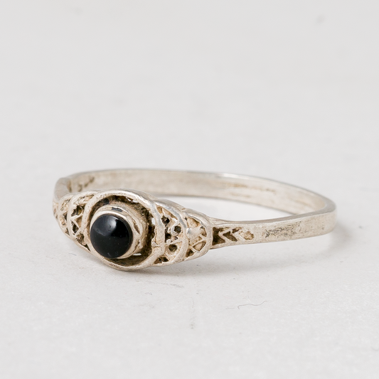 Ring Schwarzer Stein 925er Silber 1,48 g Größe 55 (17,5 mm Ø)0