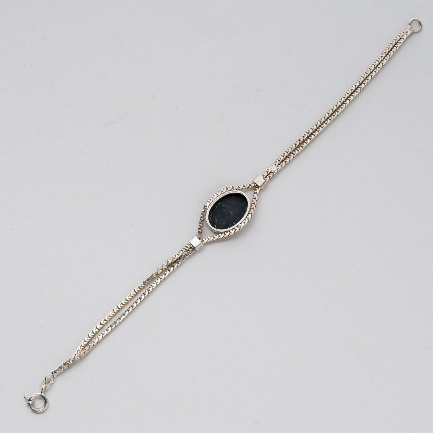 Silber Armband 835 Schwarzer Stein 19 cm 9,33 g2