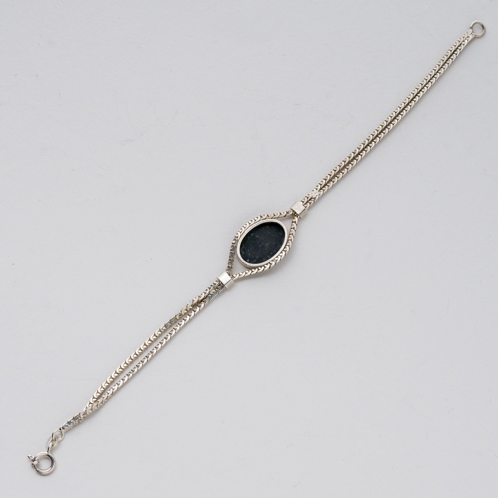 Silber Armband 835 Schwarzer Stein 19 cm 9,33 g2
