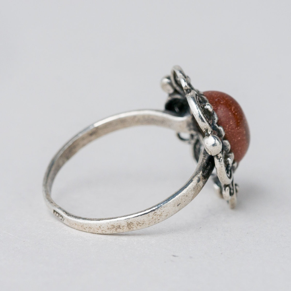 Silber Ring 925 Brauner Stein Glitzer Größe 54 (17,2 mm Ø) 2,74 g3