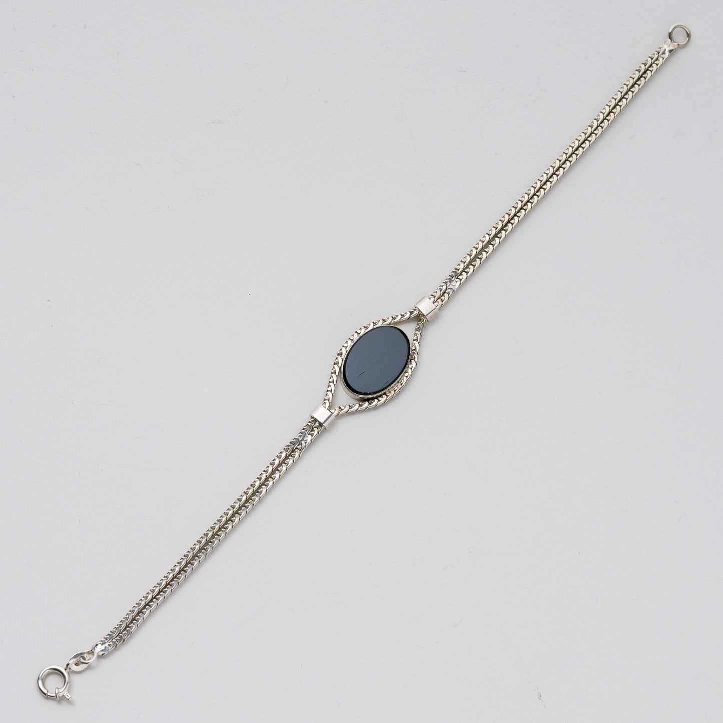 Silber Armband 835 Schwarzer Stein 19 cm 9,33 g1