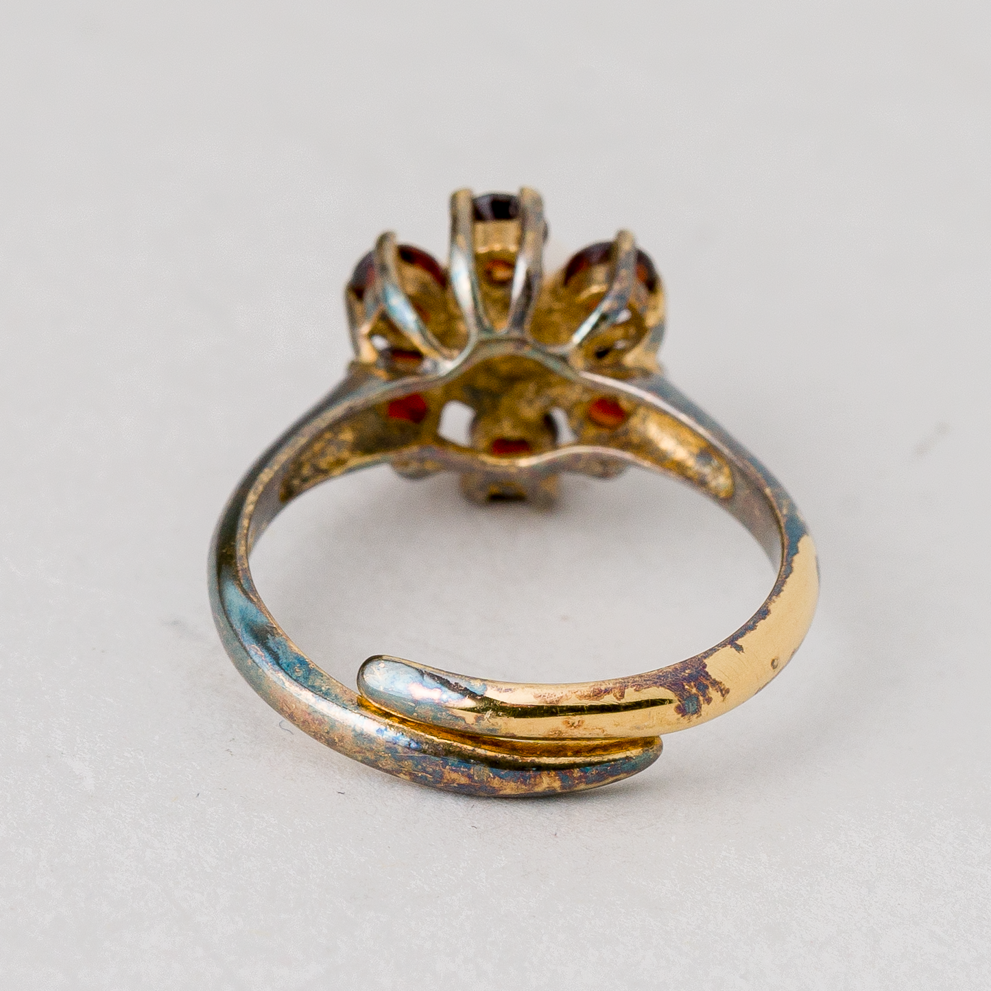 Ring Perle und Granaten 2,96 g 835 Silber vergoldet Größe 55 (17,5 mm Ø)2