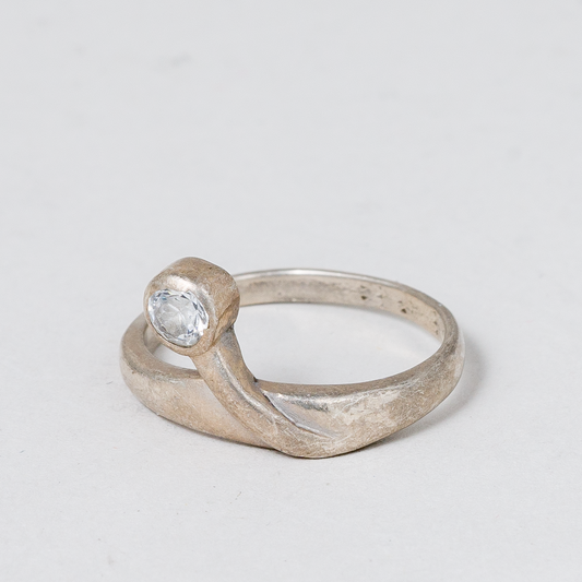 Ring Weißer Stein 925er Silber 2,75 g Größe 54 (17,2 mm Ø)0