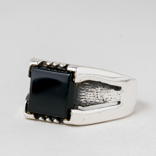 Ring Schwarzer Stein 925er Silber 6,25 g Größe 64 (20,3 mm Ø)0