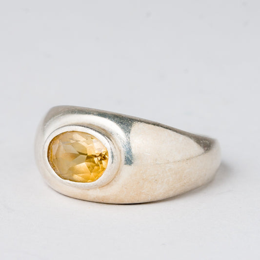 Ring Gelber Stein 6,49 g 925er Silber Größe 59 (18,8 mm Ø)0