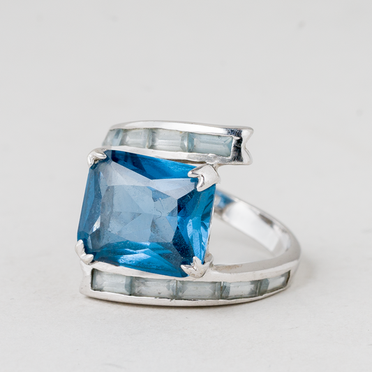 Ring Blauer Stein 925er Silber 5,5 g Größe 54 (17,2 mm Ø)0