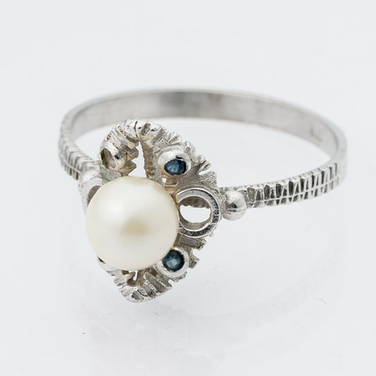 Silberring mit Perle und Besatz 835er Silber 2,67 g Größe 64 (20,3 mm Ø)0