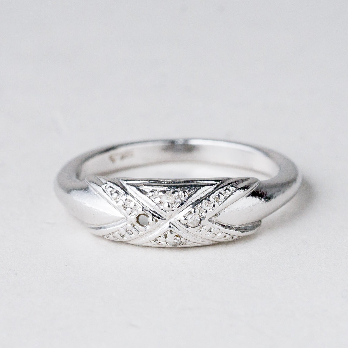 Silber Ring 925 Weiße Steine Größe 54 (17,2 mm Ø) 2,88 g7