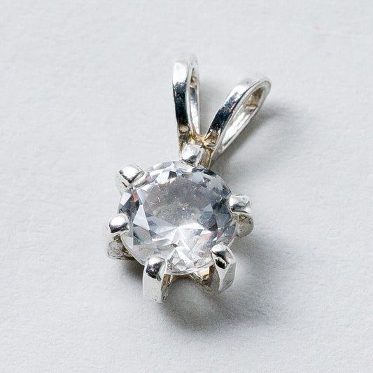 Anhänger 925 Silber Weißer Stein 1,3 cm 0,73 g0