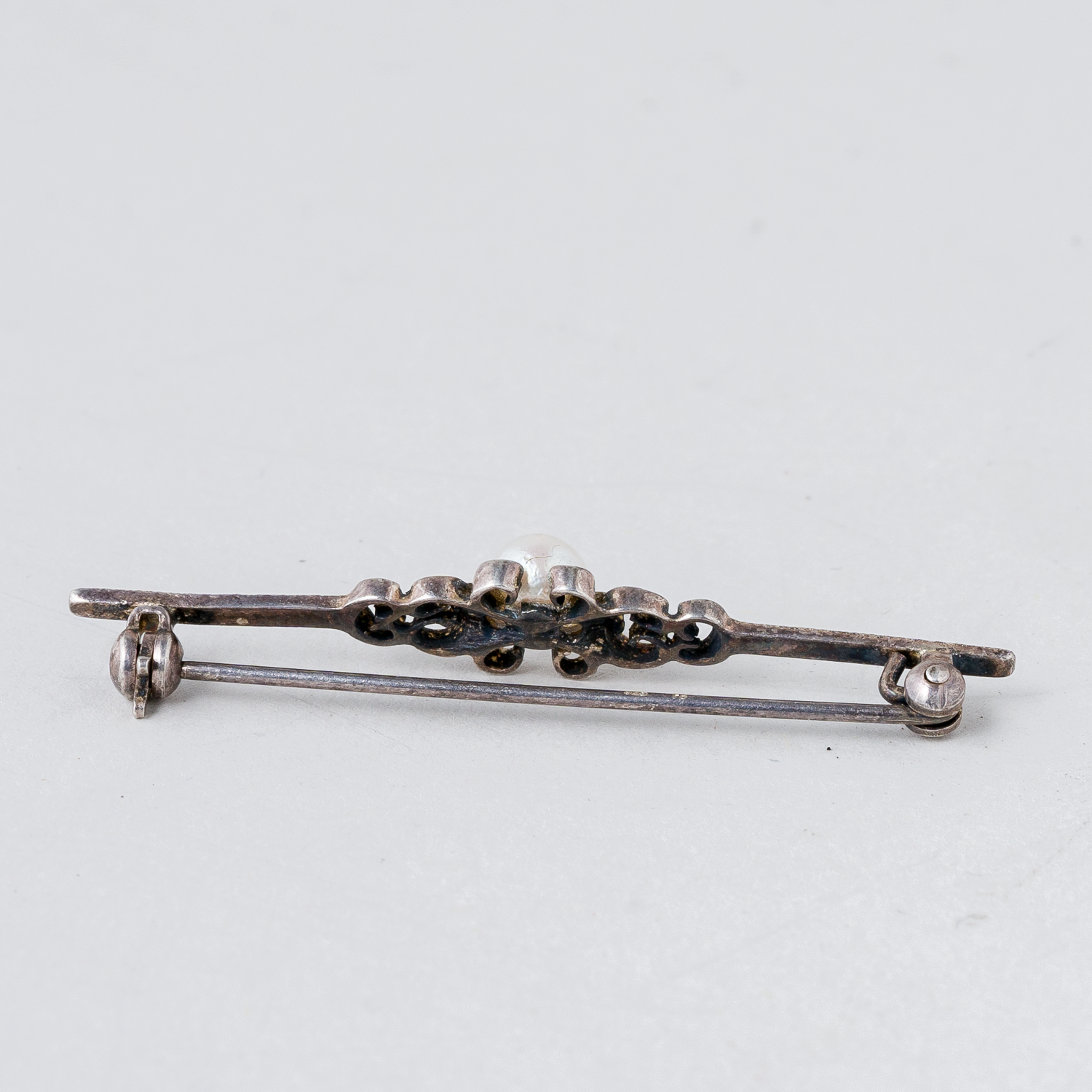 Brosche Perle 925er Silber 1,83 g 4,5 cm1