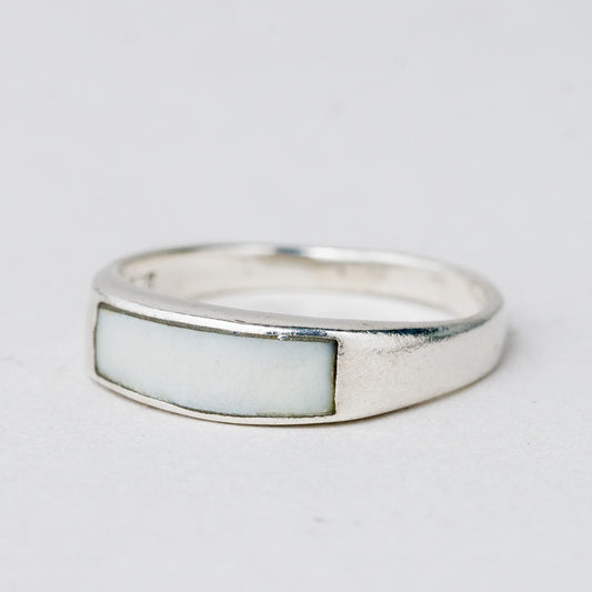 Silber Ring 925 Weißer Stein Größe 55 (17,5 mm Ø) 2,29 g0