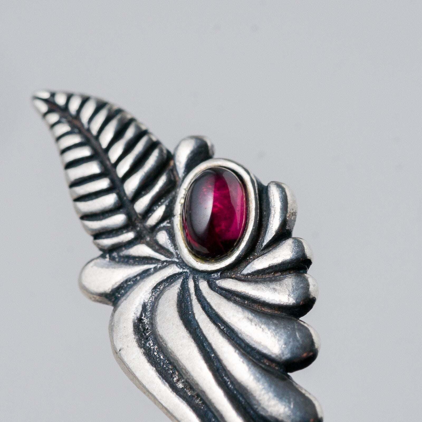 Brosche 925 Silber Roter Stein 5 cm 3,7 g6
