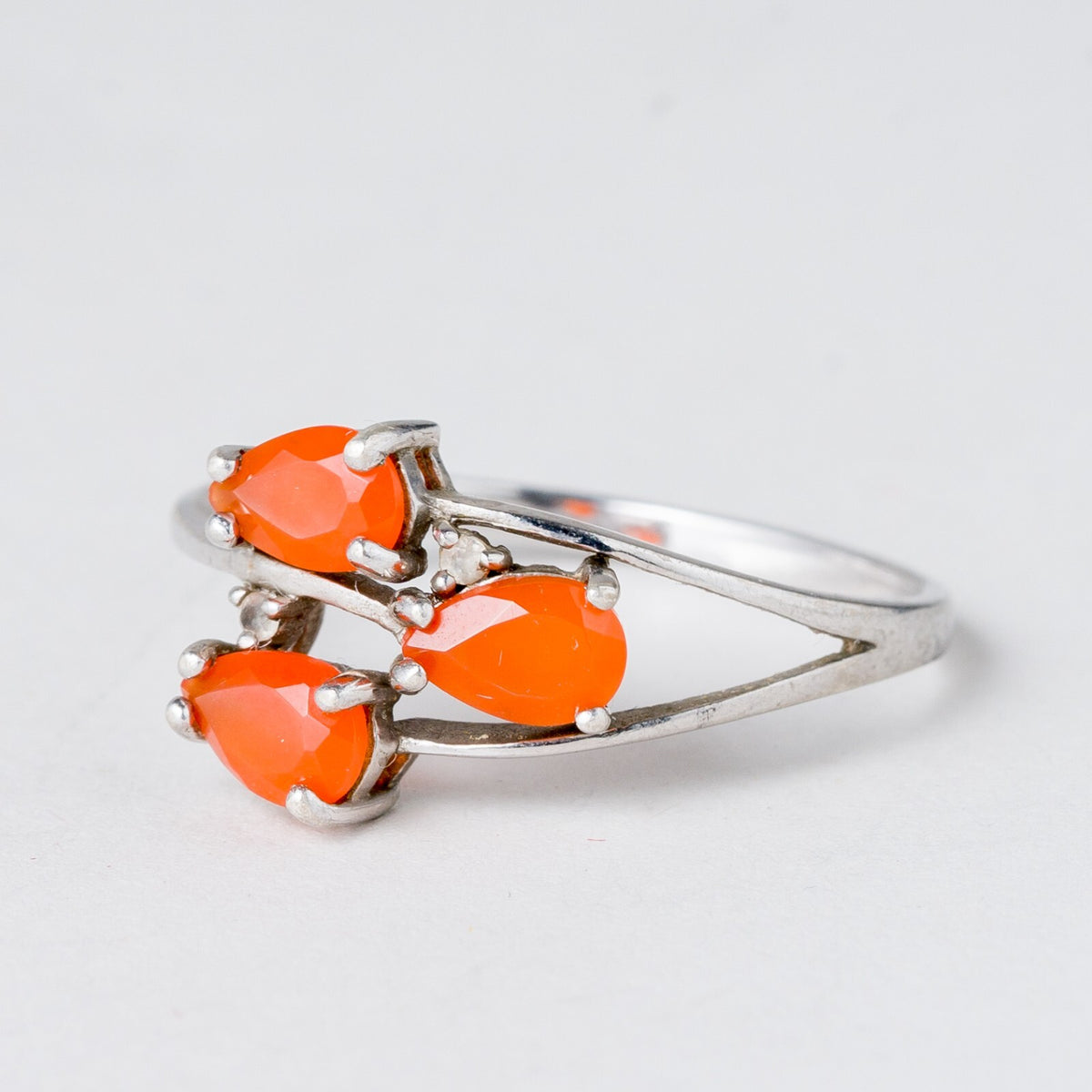 Silber Ring 925 Orange Steine Größe 60 (19,1 mm Ø) 2,1 g0
