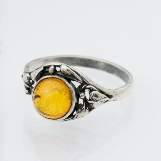 Silberring Gelber Stein 925er Silber 2,85 g Größe 61 (19,4 mm Ø)0