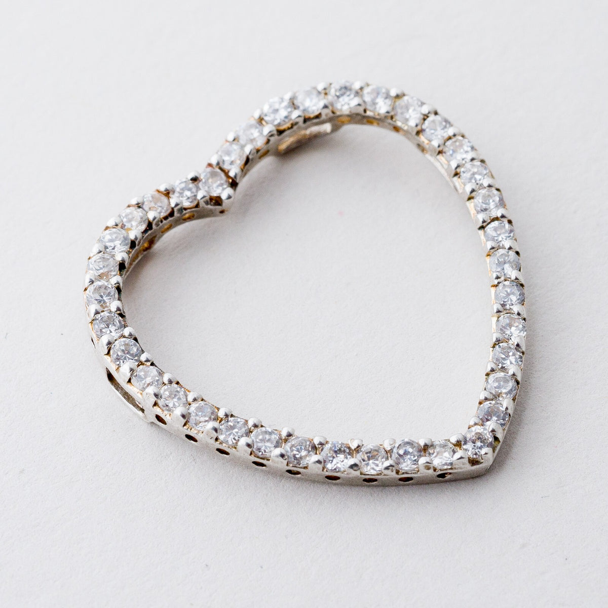 Anhänger Silber 925 Herz Weiße Steine 2,9 cm 3,81 g3