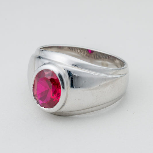 Silberring Roter Stein 925er Silber 6,26 g Größe 56 (17,8 mm Ø)0