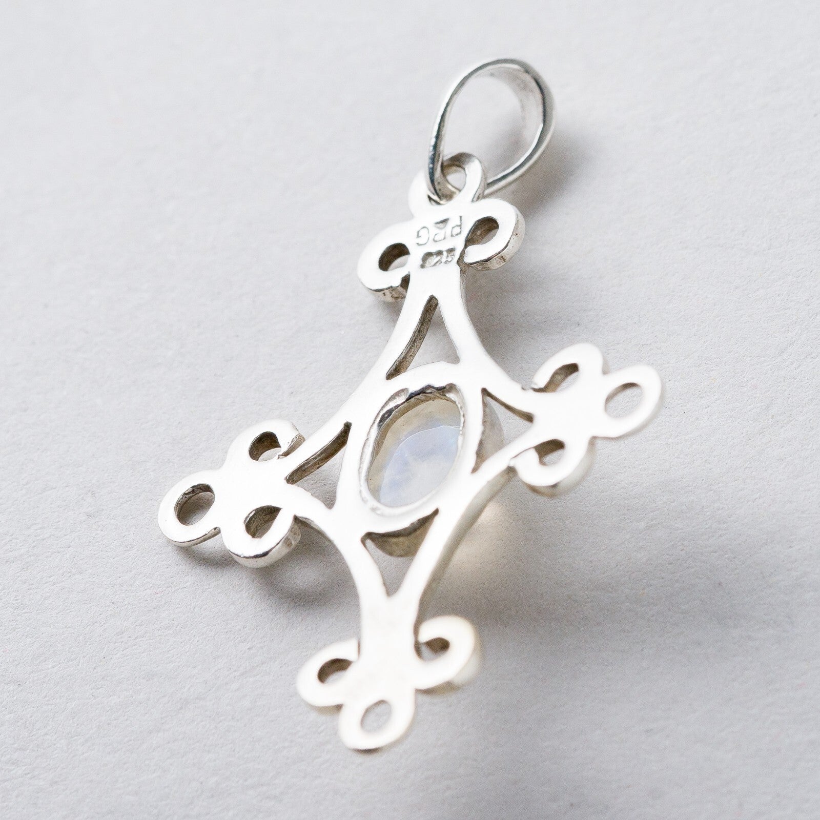 Silber Anhänger Kettenanhänger 925 Mondstein 3,5 cm 2,26 g7