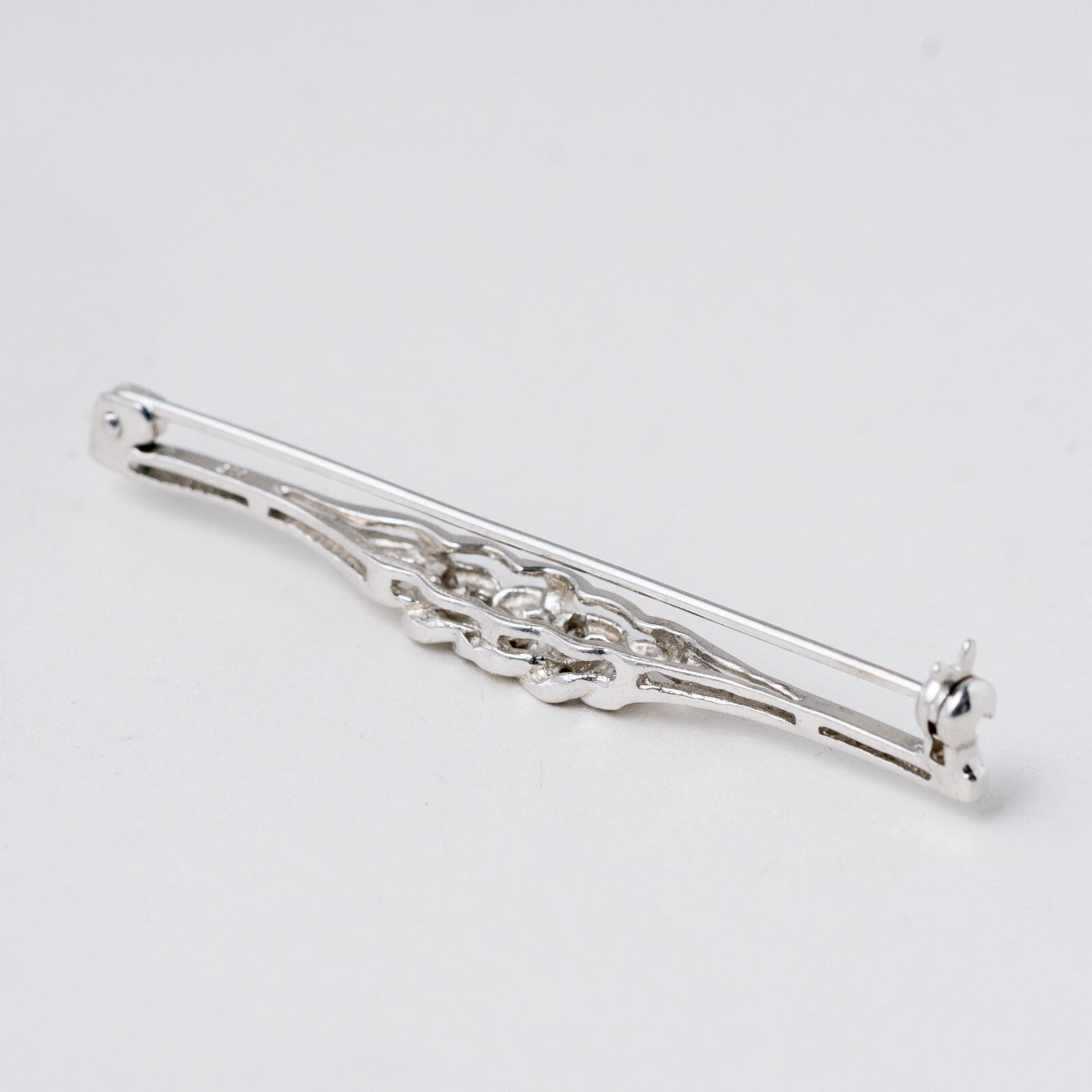 Brosche 835 Silber Weiße Steine 5,2 cm 2,56 g4