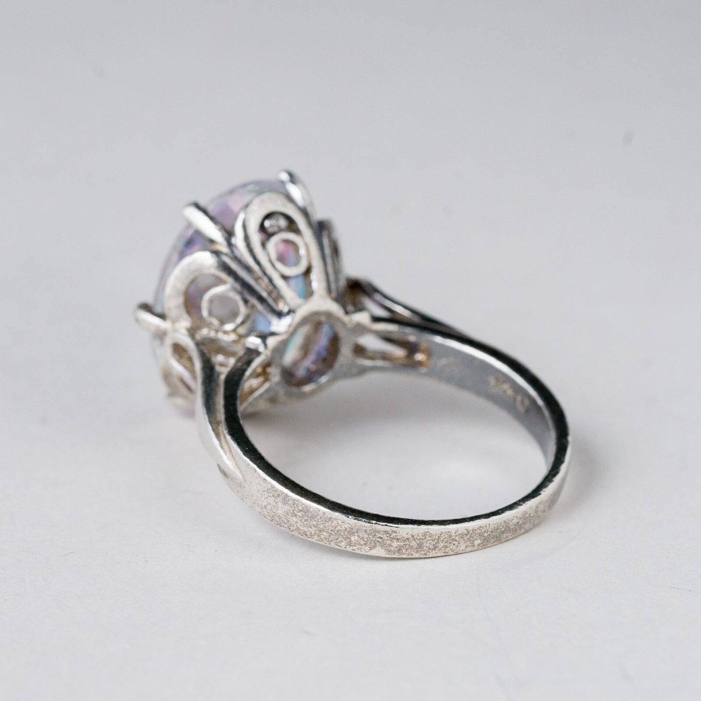 Silber Ring 925 Bunter Stein Größe 60 (19,1 mm Ø) 7,13 g3