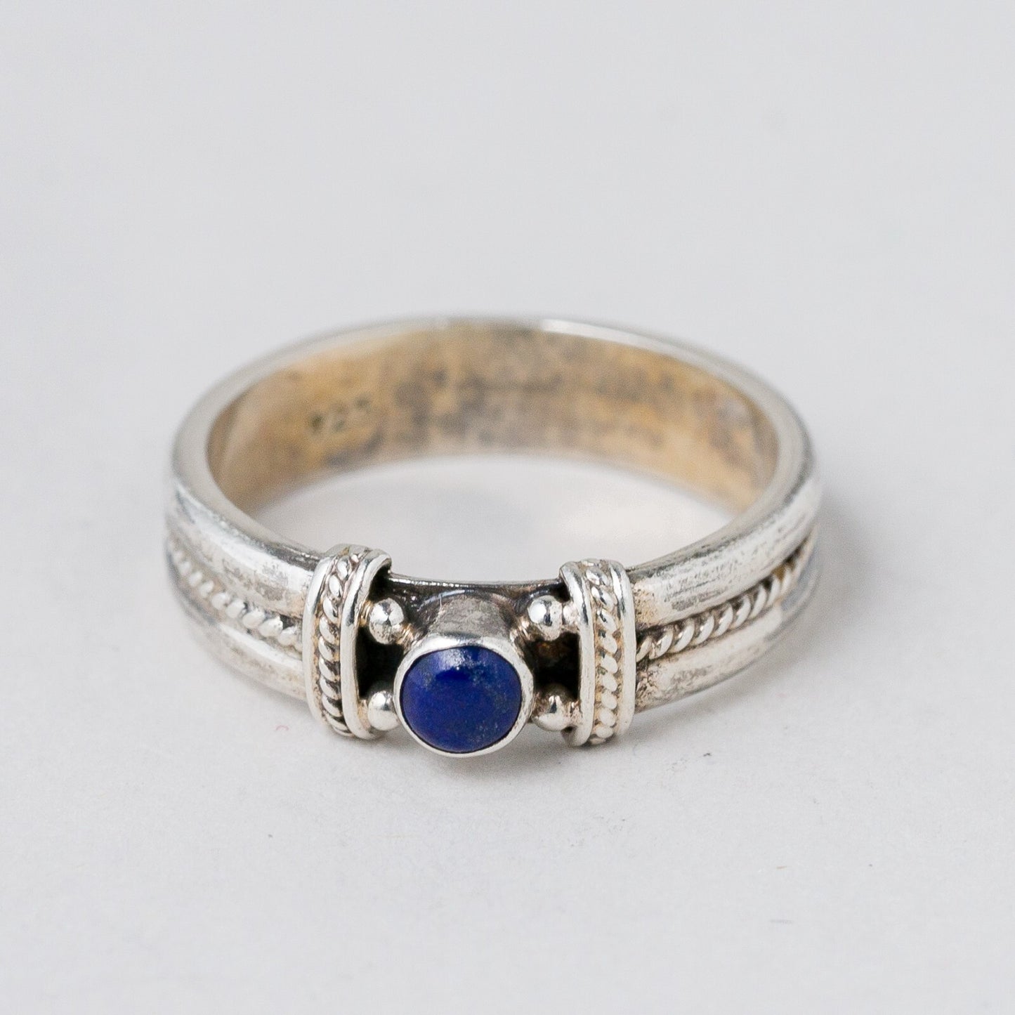 Silber Ring 925 Blauer Stein Größe 54 (17,2 mm Ø) 3,39 g5