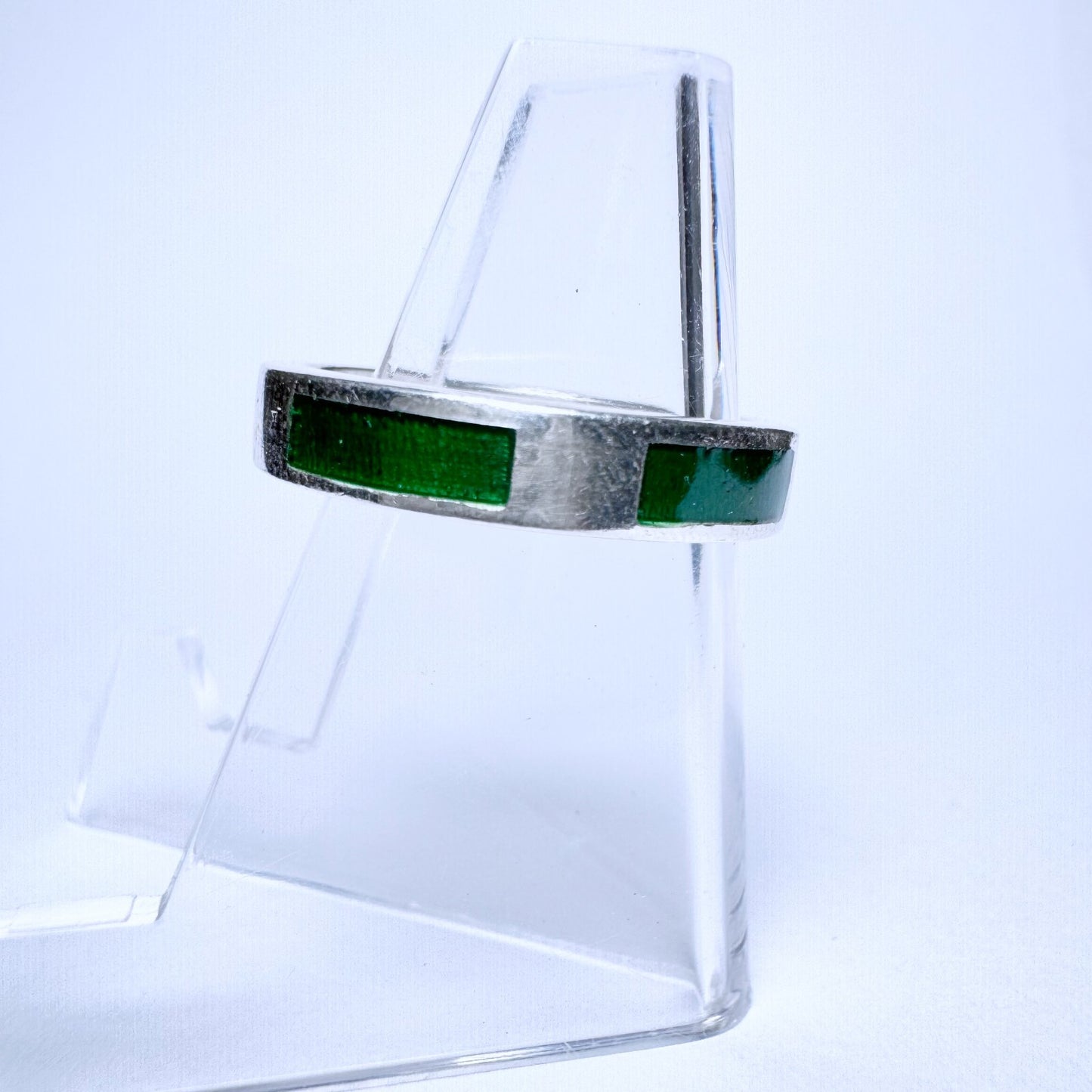 Ring 125er Silber Größe 55 mit grüner Emaille 3,60g2
