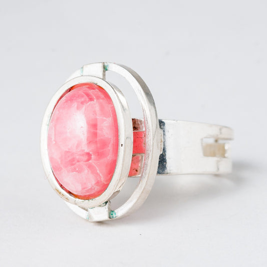 Silber Ring 835 Roter Stein Größe flexibel ca. 55 7,18 g0