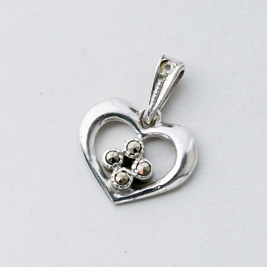 Silber Anhänger Kettenanhänger 835 Herz Graue Steine 1,59 g0