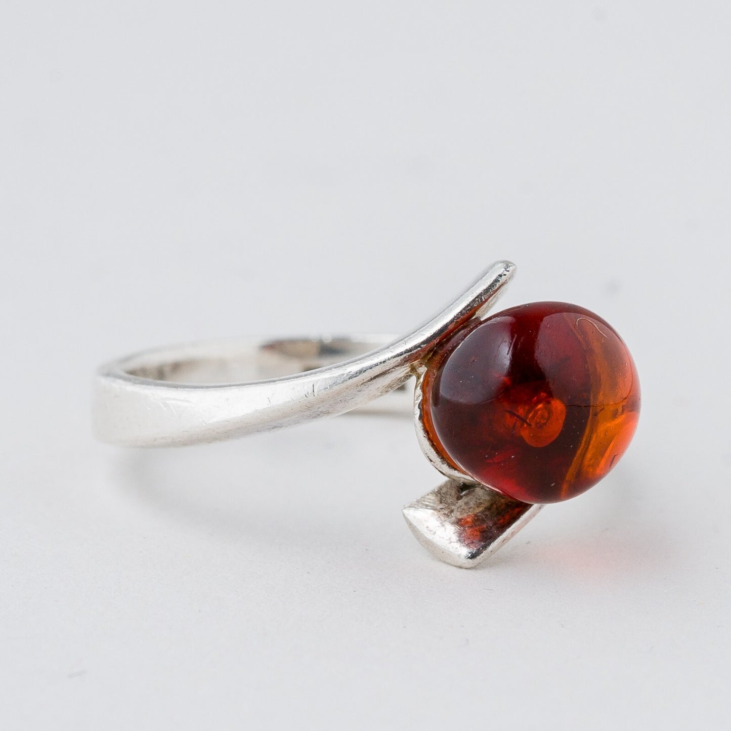 Silber Ring 925 Bernstein Größe 52 (16,5 mm Ø) 2,91 g1