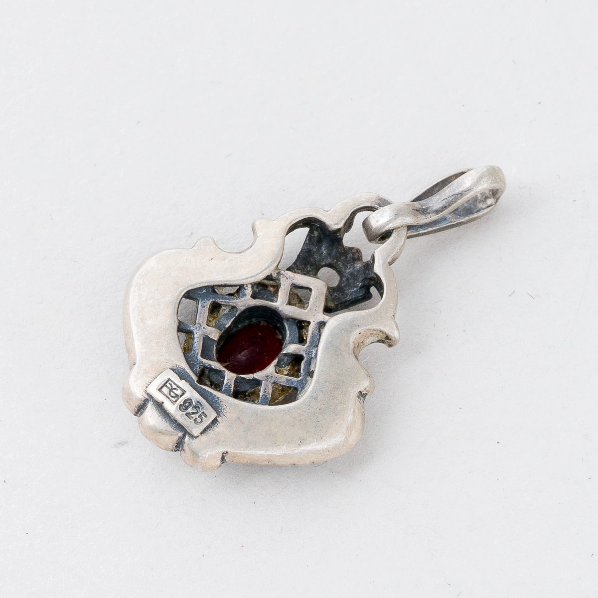 Anhänger Roter Stein 925er Silber 3,71 g 2,8 cm1