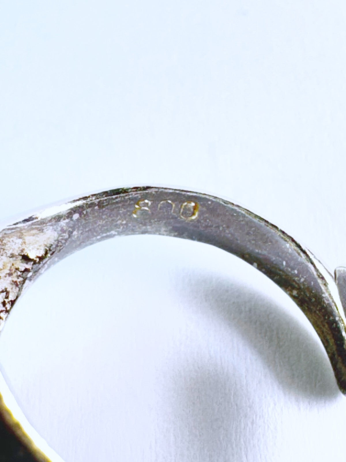 Silberring 800er Silber schwarzer Stein Größe 55 (17,5 mm Ø) 7,56 g1