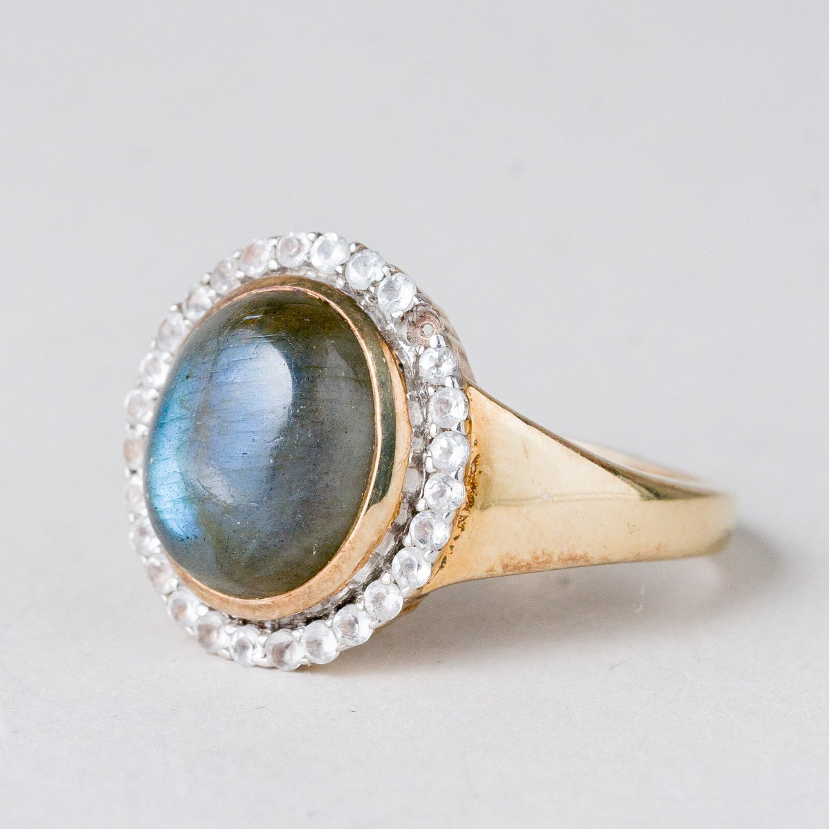Silber Ring 925 vergoldet Blauer Stein Größe 60 (19,1 mm Ø) 4,82 g0