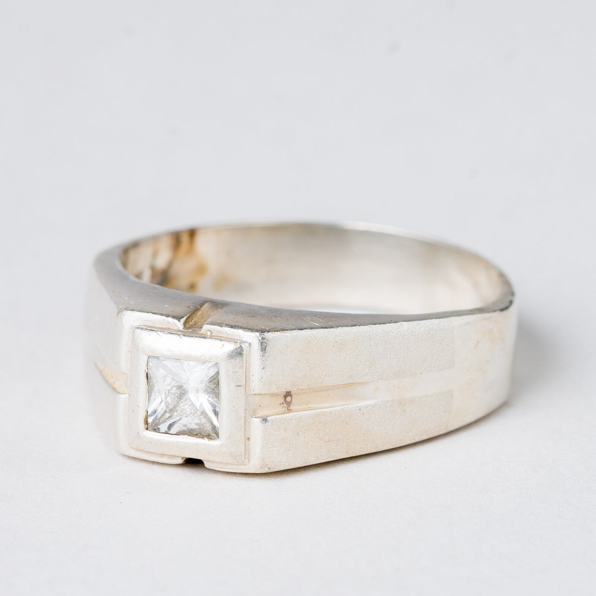Silber Ring Weißer Stein Größe 63 (20,0 mm Ø) 6,49 g0