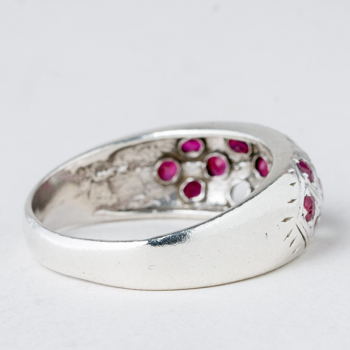Silber Ring 925 Purpurne Steine Größe 60 (19,1 mm Ø) 4,04 g3