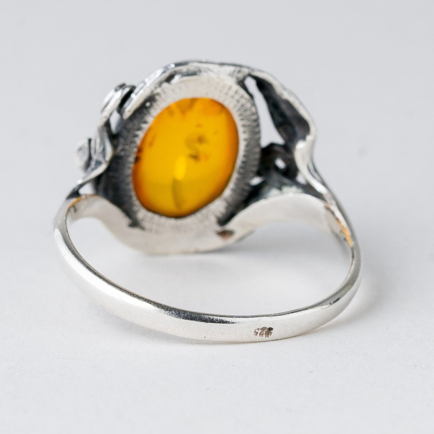Silber Ring 925 Bernstein Größe 64 (20,3 mm Ø) 3,67 g3