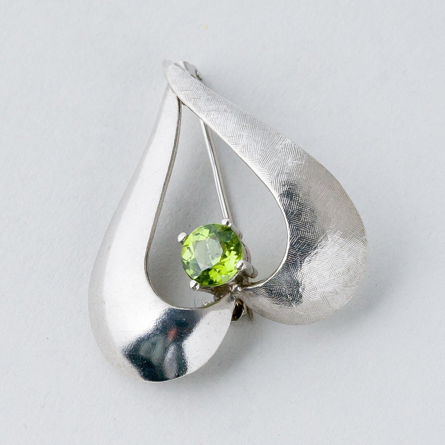 Silber Brosche Spange 925 Herz Grüner Stein 7,17 g1