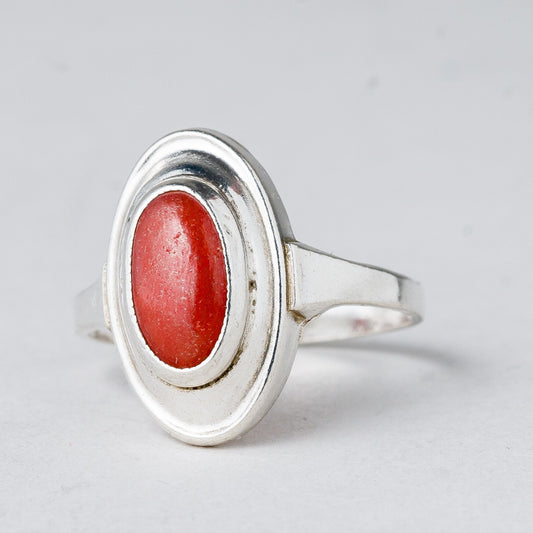 Silber Ring 835 Roter Stein Größe 52 (16,5 mm Ø) 1,62 g0