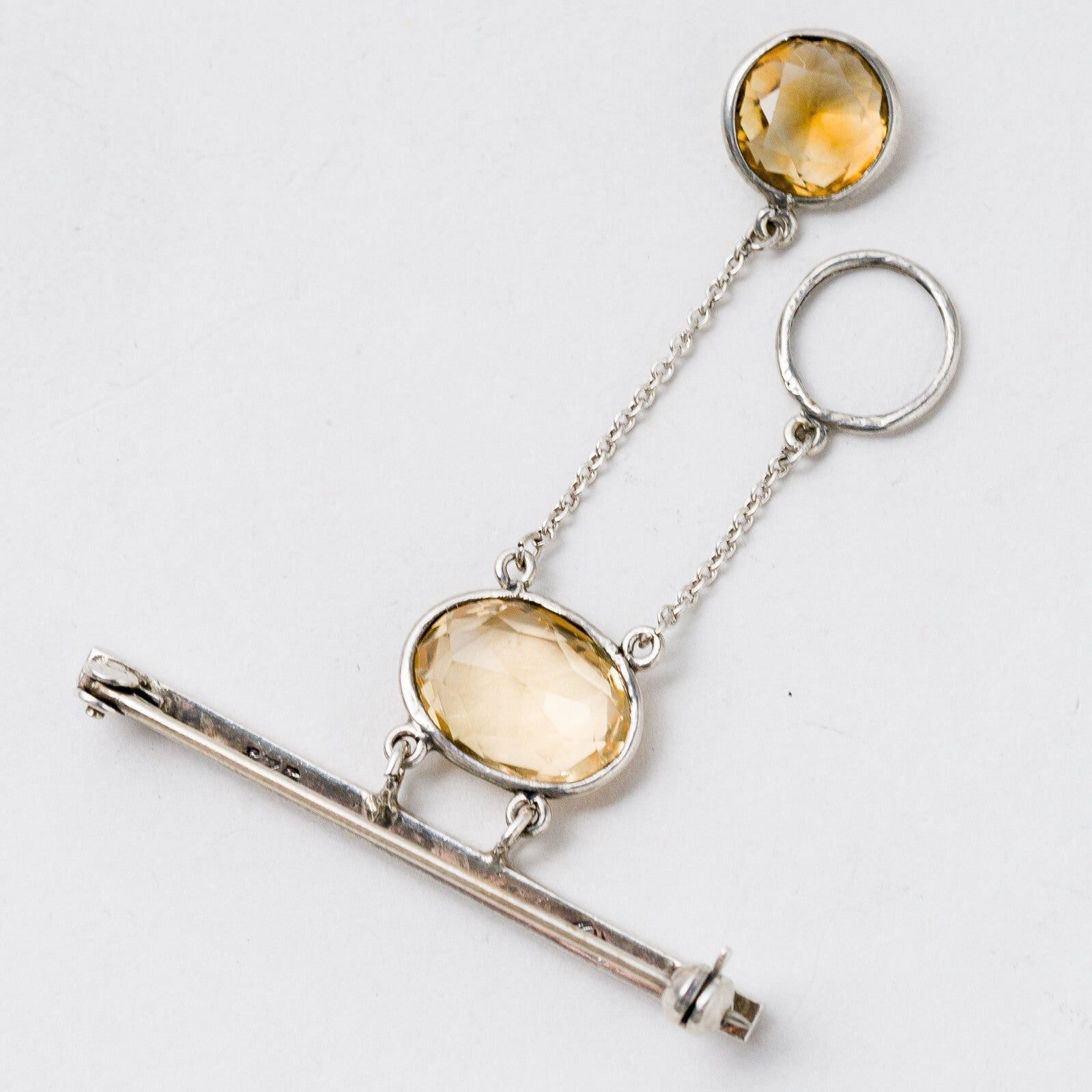 Brosche 925 Silber Gelbe Steine 5 cm 4,04 g3