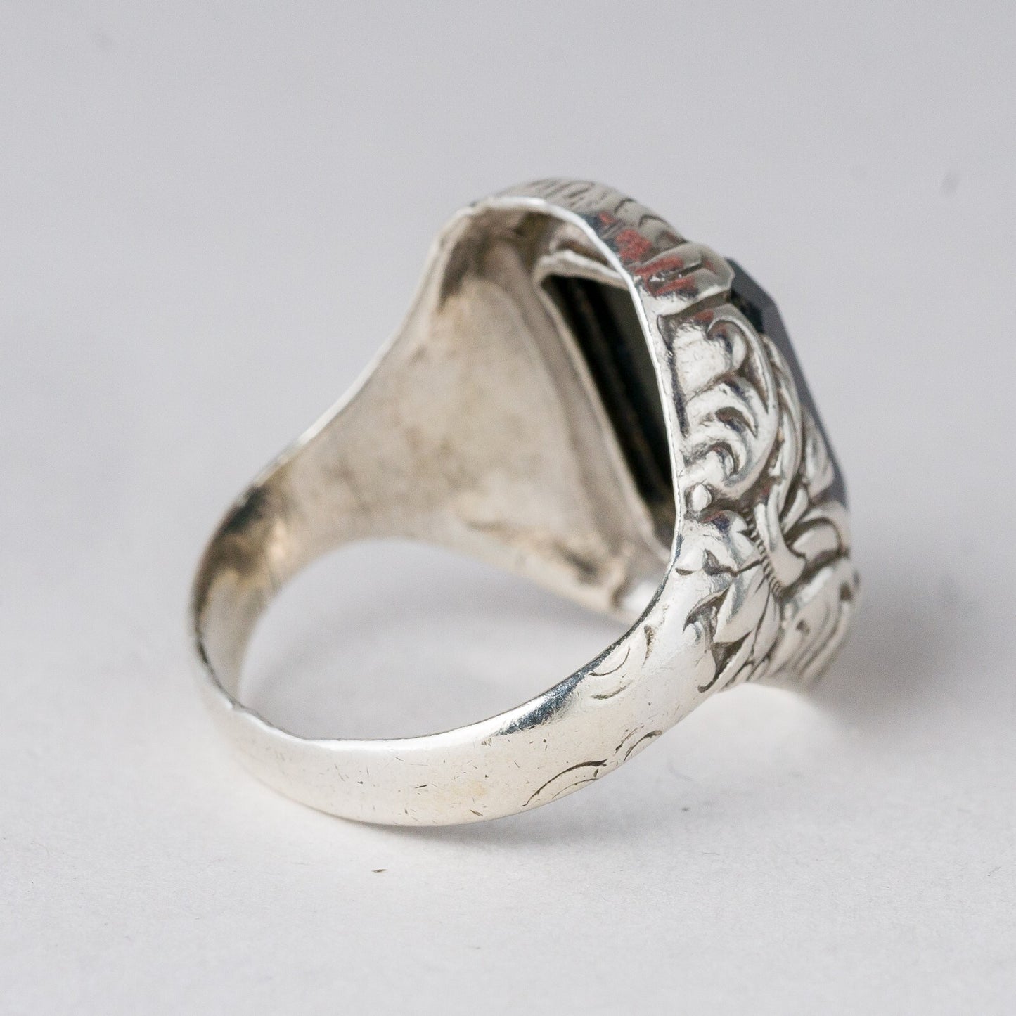 Silber Ring Schwarzer Stein Größe 63 (20,0 mm Ø) 7,2 g4