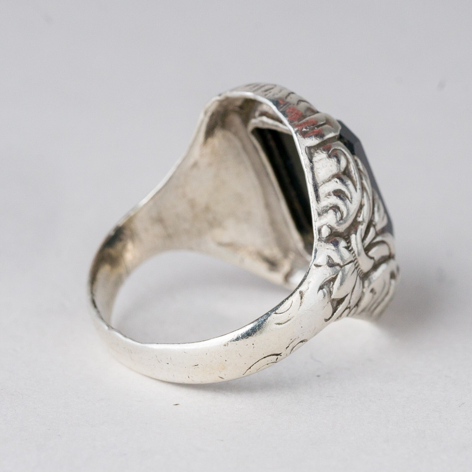 Silber Ring Schwarzer Stein Größe 63 (20,0 mm Ø) 7,2 g4