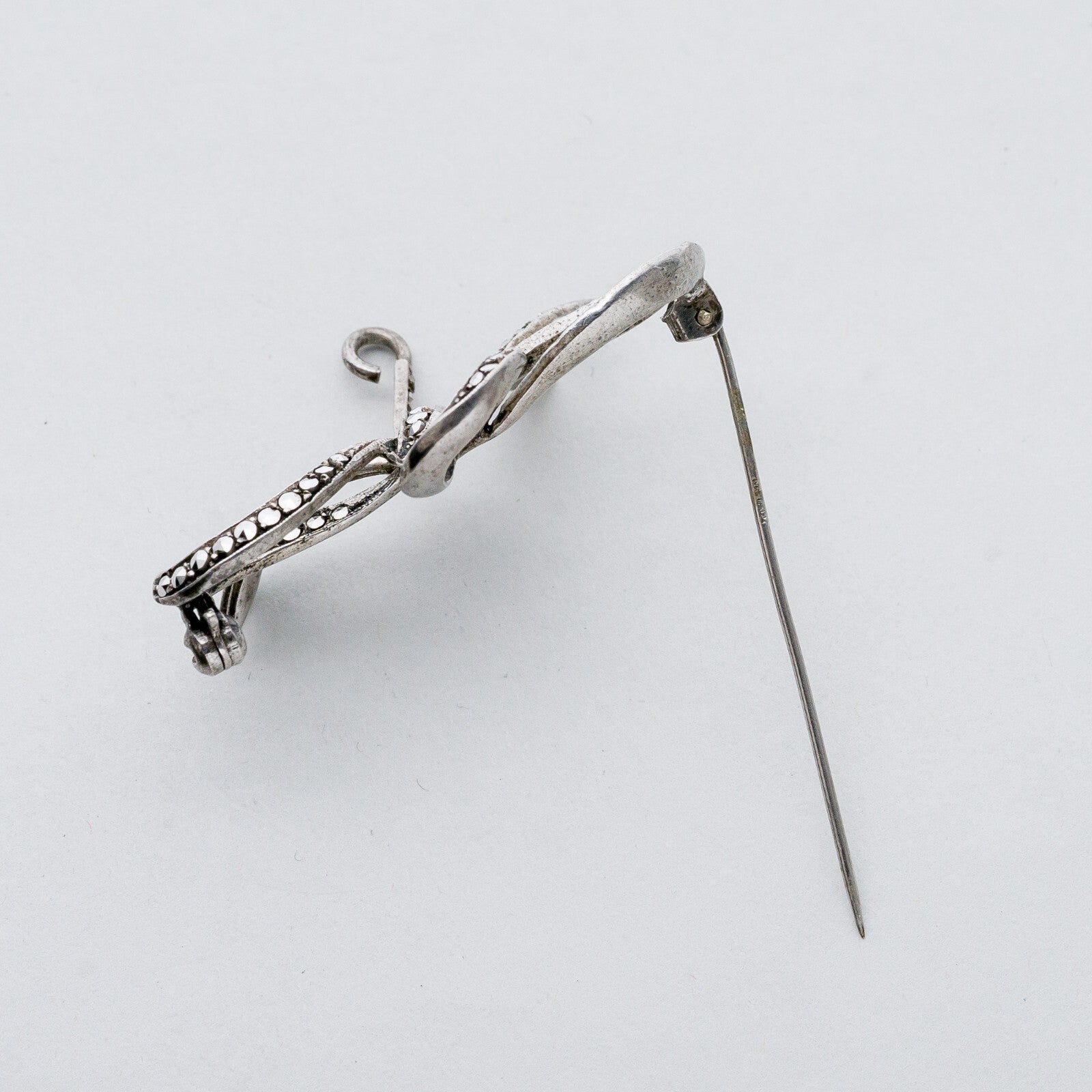 Silber Brosche Spange 800 Schleife Graue Steine 7,57 g4