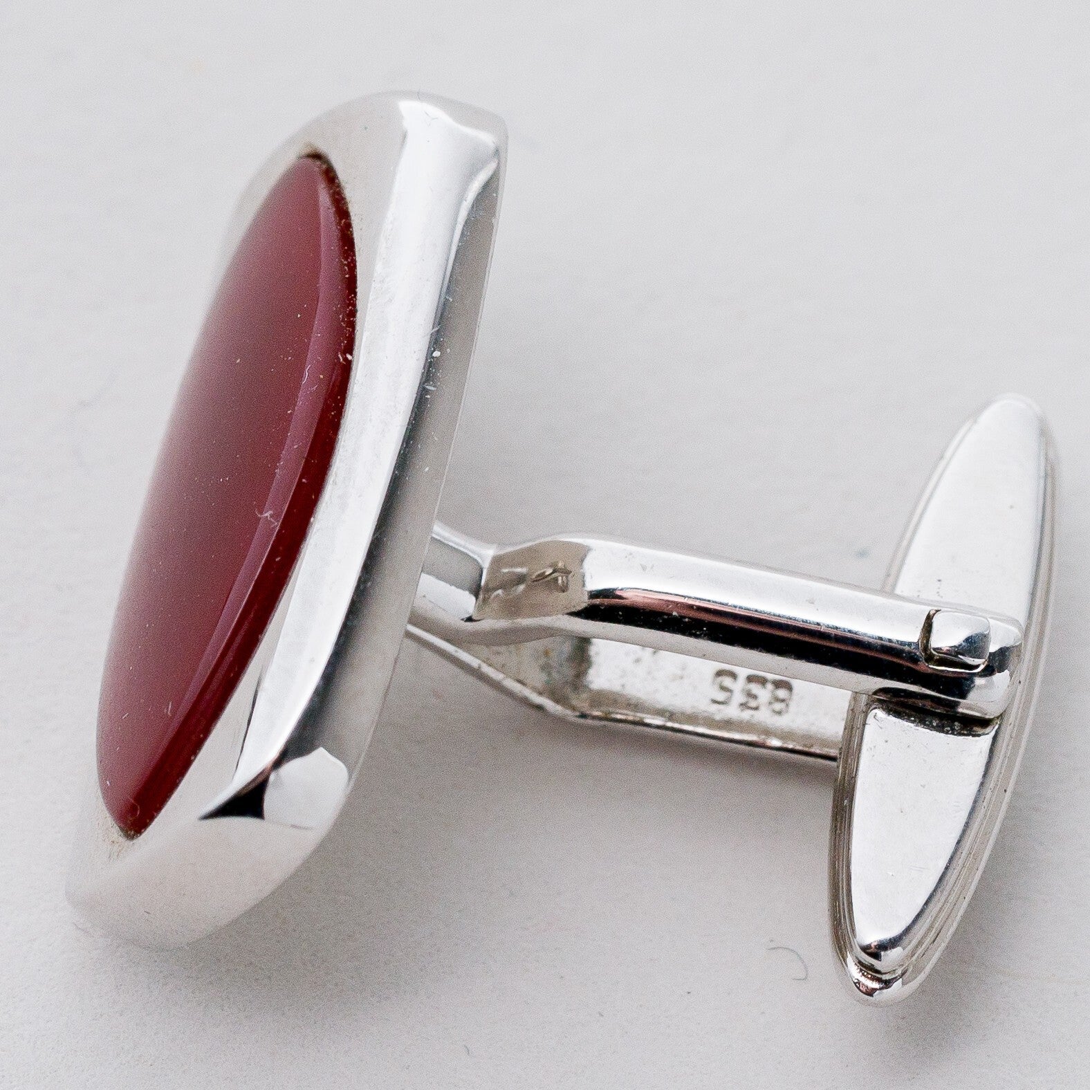 Silber Manschettenknöpfe 835 Roter Stein 16,25 g5
