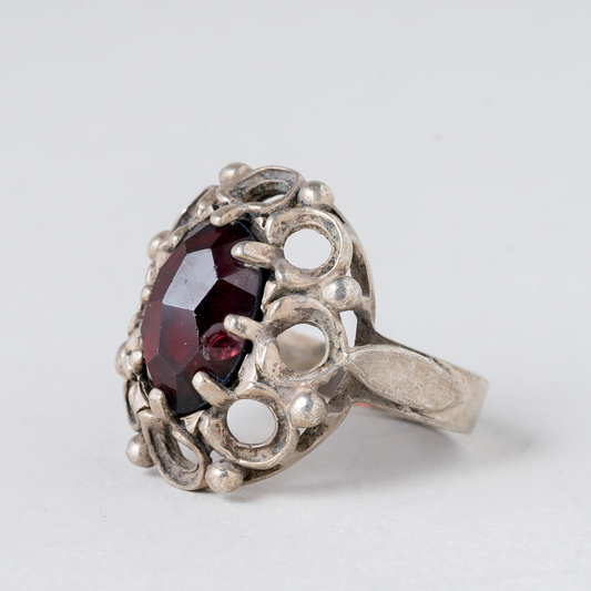 Ring Roter Stein 835er Silber 5,51 g Größe 51 (16,2 mm Ø)0
